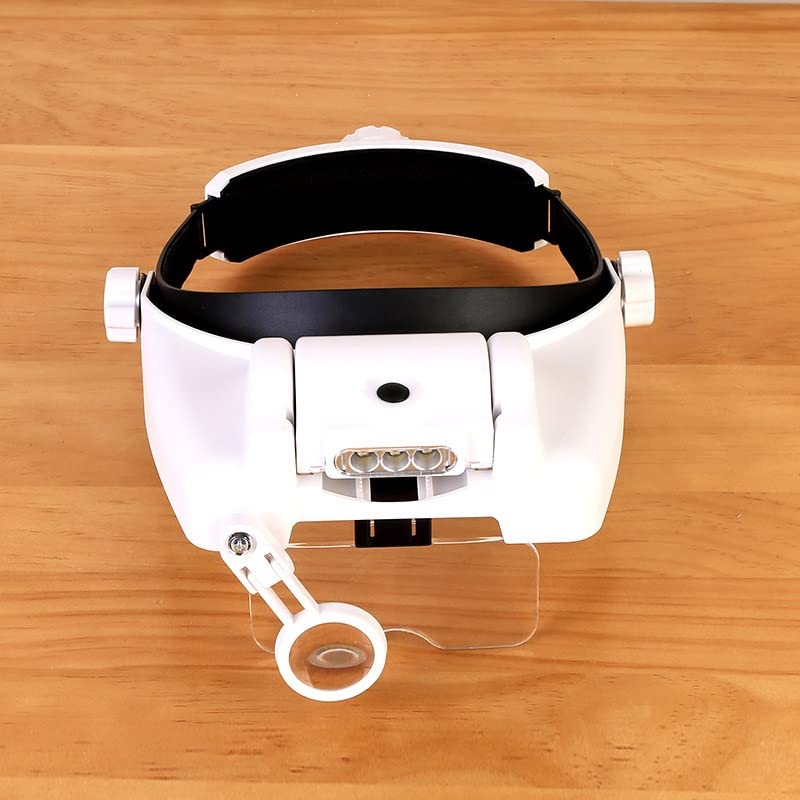 Zestaw akcesoriów do mikroskopu, opaska na głowę, okulary, lupa, 1 x 1,5 x 2,5 x 2,5 x 3,5 x 8 x szkło powiększające z oświetleniem LED, podświetlane szkiełka mikroskopowe