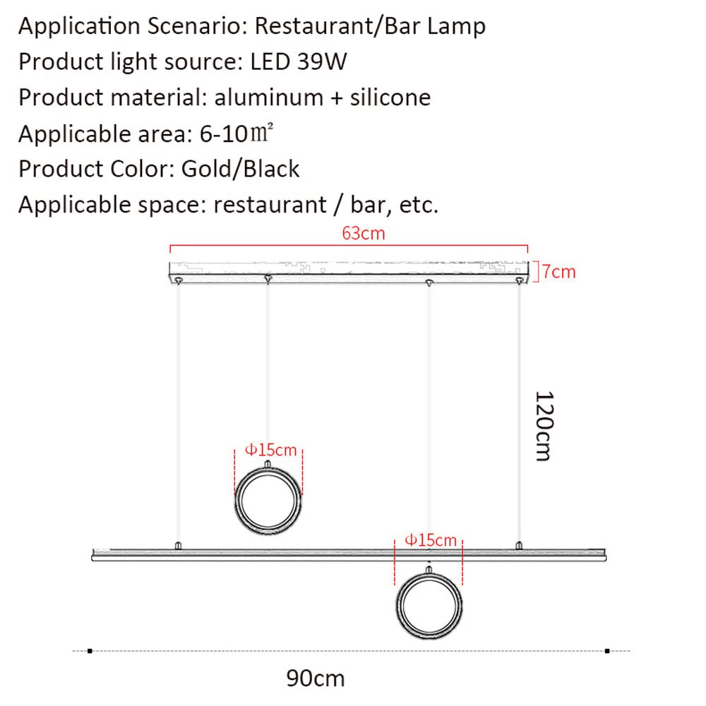 Lampadario Moderno a LED a Striscia Lunga nordica Lampadario 39W Tavolo da Pranzo Bar Apparecchio a soffitto lineare Lampada a Sospensione Lampade a Sospensione a LED dimmerabili, Lampada a
