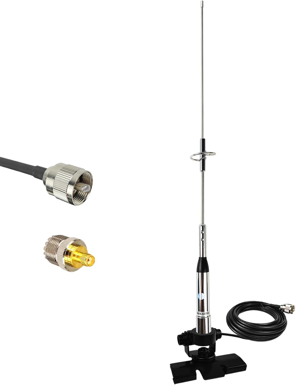Dual-Band Vehicle Mobile Ham Radio Antenna UHF VHF 136-174MHz 400-470MHz w/ 16ft Cable & Base Clip for Car Truck Ham Radio Amateur Mobile Radio Two Way Radio Marine Boat VHF Radio