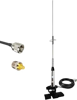 Dual-Band Vehicle Mobile Ham Radio External Antenna Set UHF VHF 136-174MHz 400-470MHz w/ 16ft Cable & Base Clip for Car Truck Ham Radio Amateur Mobile Radio Two Way Radio Marine Boat VHF Radio