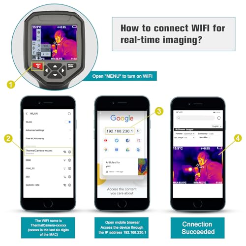 Image of Thermal Imaging Camera 256x192 IR Resolution Handheld Infrared WiFi Thermal Camera 3.5 inch Screen with Analysis Software, Thermal Camera Home Inspection,Thermal viewer,Thermal Vision