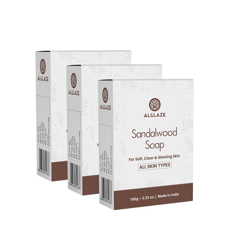 Image of Sandalwood Soap With Shea Butter & Jojoba Oil | Softens, Nourishes & Adds Natural Glow | 100 g (Pack of 3)