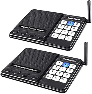 Intercom Wireless for Home,SANZUCO Wireless Intercom System 1 Mile Range for Office School Business House, 10 Channel 3 Private Code Range Room to Room Intercom Communication System (2 Pack)