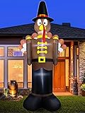TURNMEON 12 Ft Giant Thanksgiving Inflatable Turkey with Pilgrim Hat Thanksgiving Fall Autumn Decorations Outdoor Indoor Holiday Decor Blow up Lighted Yard Garden Lawn Home Party