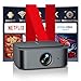 Beamer 4K Kompatibel mit Netflix, Native 1080P, Android 13.0, HDR10, Elektrischer Fokus & Automatische Trapezkorrektur, 25000 Lumens, 2-Wege Bluetooth 5.3 WiFi6 Beamer Heimkino
