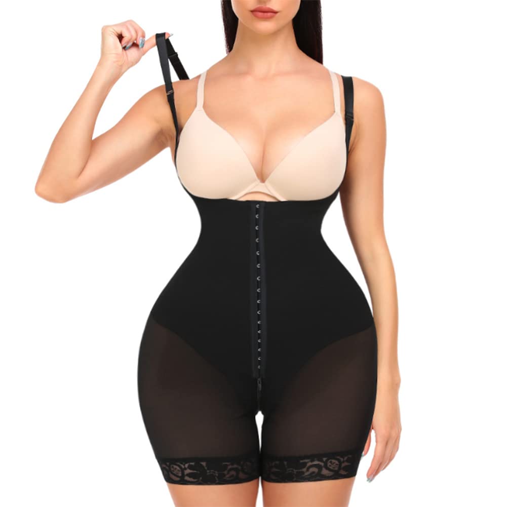 Jpxjgt Women's Black Fajas Colombianas Bodysuit Seamless Underbust Lace Open Crotch Body Shaper Butt Lifter Shapewear(Color:,Size:l)