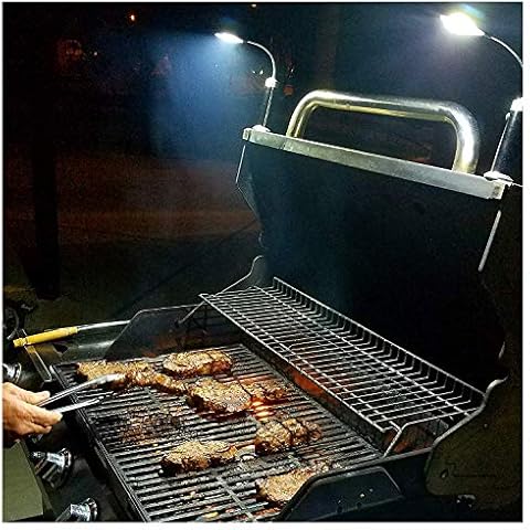 BRIGHT EYES | Magnetic Barbecue BBQ Grill Light Set for Grilling 2 Pack | 6 Alkaline AAA Batteries Included | Works on All Grills with an Exception to Stainless Steel. Cover
