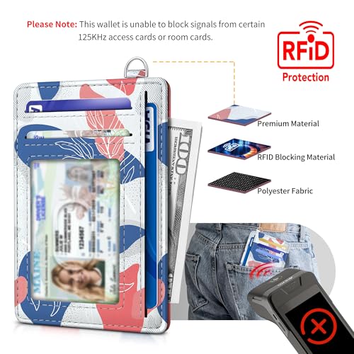 Image of Mayski Slim Wallet, Credit Card Holder for Women, Minimalist Front Pocket RFID Blocking Card Cases, Small Wallet Women Men(Leaves1)