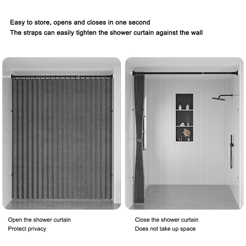 Rideau de douche pliable magnétique imperméable – Panneau accordéon réglable pour maison et hôtel Solution de séparation peu encombrante