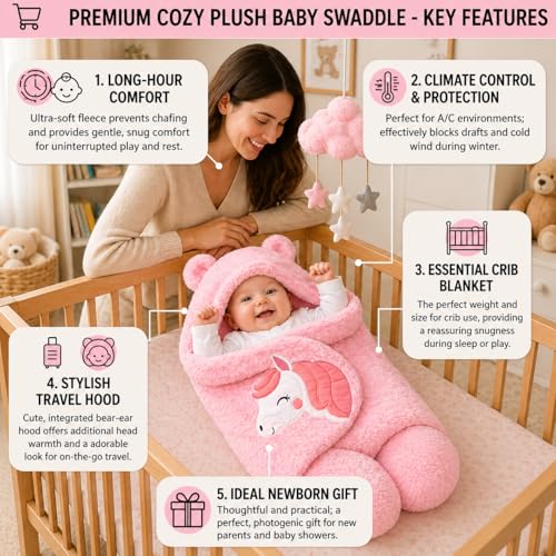 Image of BRANDONN Baby Blanket Newborn Gift Pack of Swaddle Wrapper, 0-9 Months, Length 68 cm x Width 68 cm