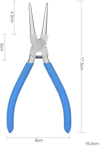 Miniatura 8 de Juego de alicates de anillo de presión de 7 pulgadas, 4 piezas de alicates de clip externo interno con mandíbula rectadoblada y bolsa de