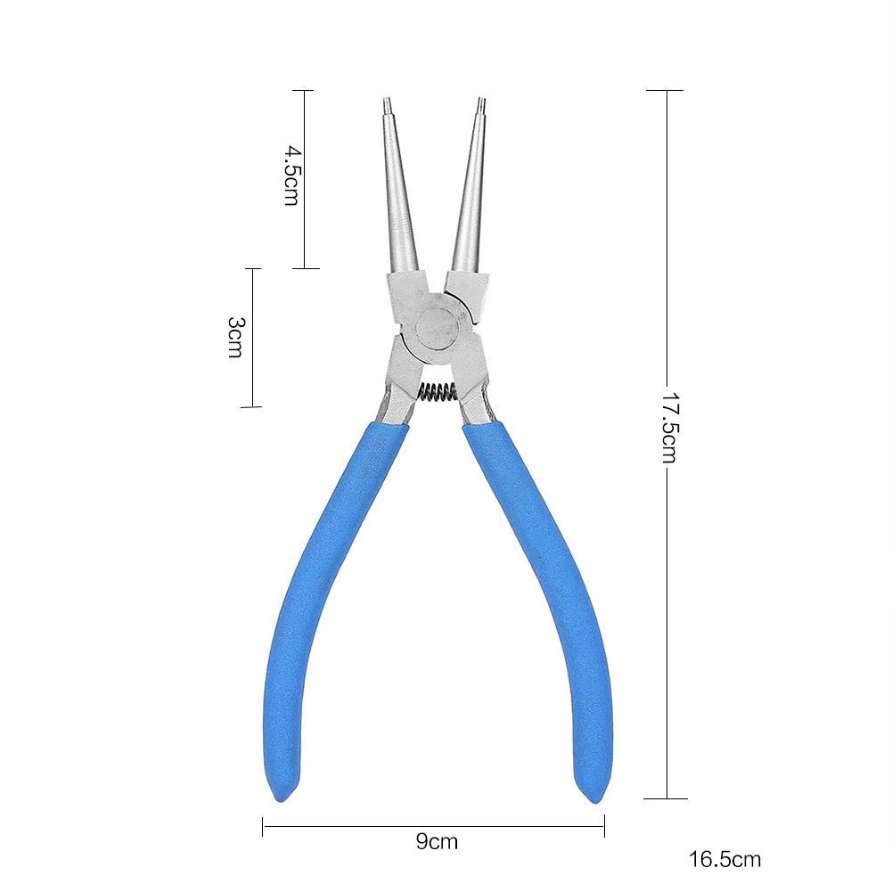 Wakects Alicates para Anillos de Seguridad, Pinzas Interior, 7 Pulgadas, 4 Unidades, para Anillos Elásticos Curvos y Rectos