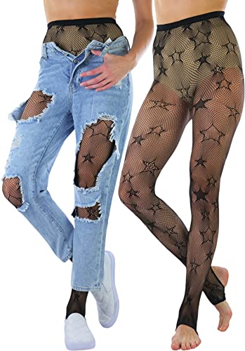 Image of ToBeInStyle Women's Single Floral Lace Fishnet Tights Footless & Stirrup Design