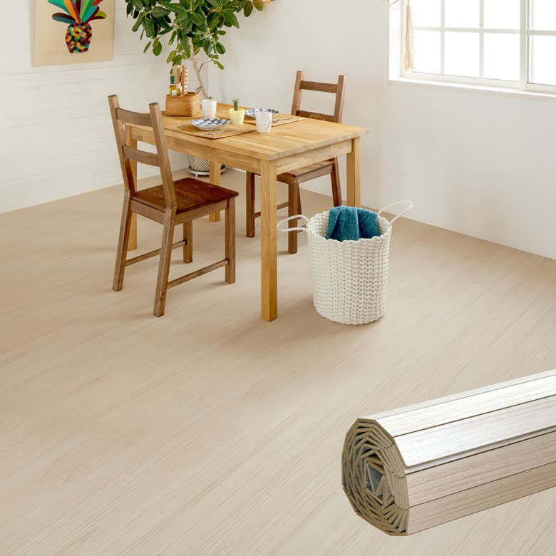 ウッドカーペット 6畳用 江戸間6畳用 約260x350cm [アイボリー色] [PJ-40シリーズ] DIY フローリング 木目 簡単 敷くだけ シート セルフリフォーム 低ホルマリン [並行輸入品]