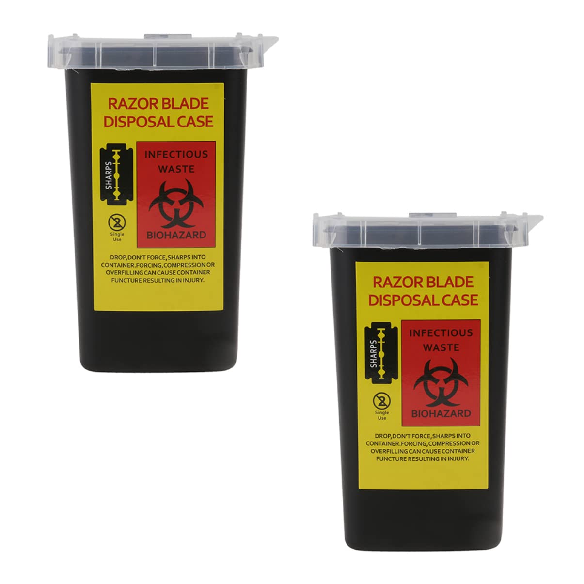 KALLORY 2pcsboxes Barber Razor Shalon Safe Organizer Disposal Holder Razors and Blade Case, Portable Collect Supplies for Family Dispenser Bank Black Sharps Professional Waste Container,