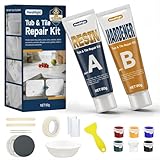 Badewannen Reparaturset Weiß 2x80g, Wasserdicht & Hitzebeständig für Waschbecken Toiletten, Emaille Fliesen Keramik Reparaturset mit 6 Farbpasten gegen Risse Kratzer an Porzellan Marmor Granit