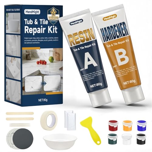 Kit Reparación Mármol y Granito,160g Kit Reparacion Plato Ducha Resina (a juego con el color), Adecuado Para Hendiduras, Grietas, Agujeros, Arañazos y Imperfecciones en Superficies de Cerámica, Granit