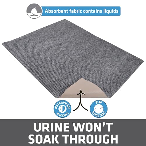 Image of Drymate Cat Litter Box Mat, Litter Trapping Mat, Waterproof, Urine-Proof, Absorbent, Machine Washable, Soft on Paws, Contains Mess, Protects Floors, Kitten Supplies, Grey, 28x36 XL