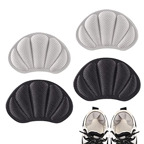 Coussinets de Talon, Coussinets de Talon pour Basket, Auto-Adhésif Protege Talon Chaussure, Talon Haut Chausson Grips Doublure Soin des Pieds Protecteurs d'ampoules au Talon 2 Paires(Gris et Noir) Cover