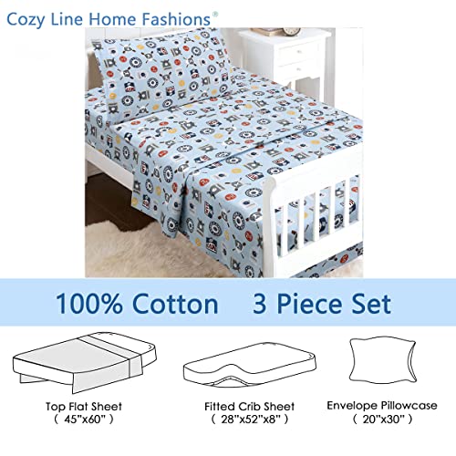 Image of 100 Cotton 3 Piece Toddler Sheet Set, Soft Breathable Crib Bedding Set for Boys Includes a Flat Sheet, a Fitted Sheet, a Pillowcase, MVP Sports #32 #24 Basketball Baseball Football