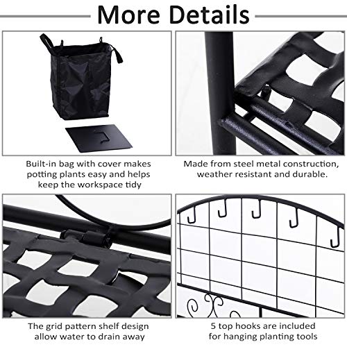 image for Outsunny Outdoor Plant Potting Utility Garden Table with Build-in Bag 
