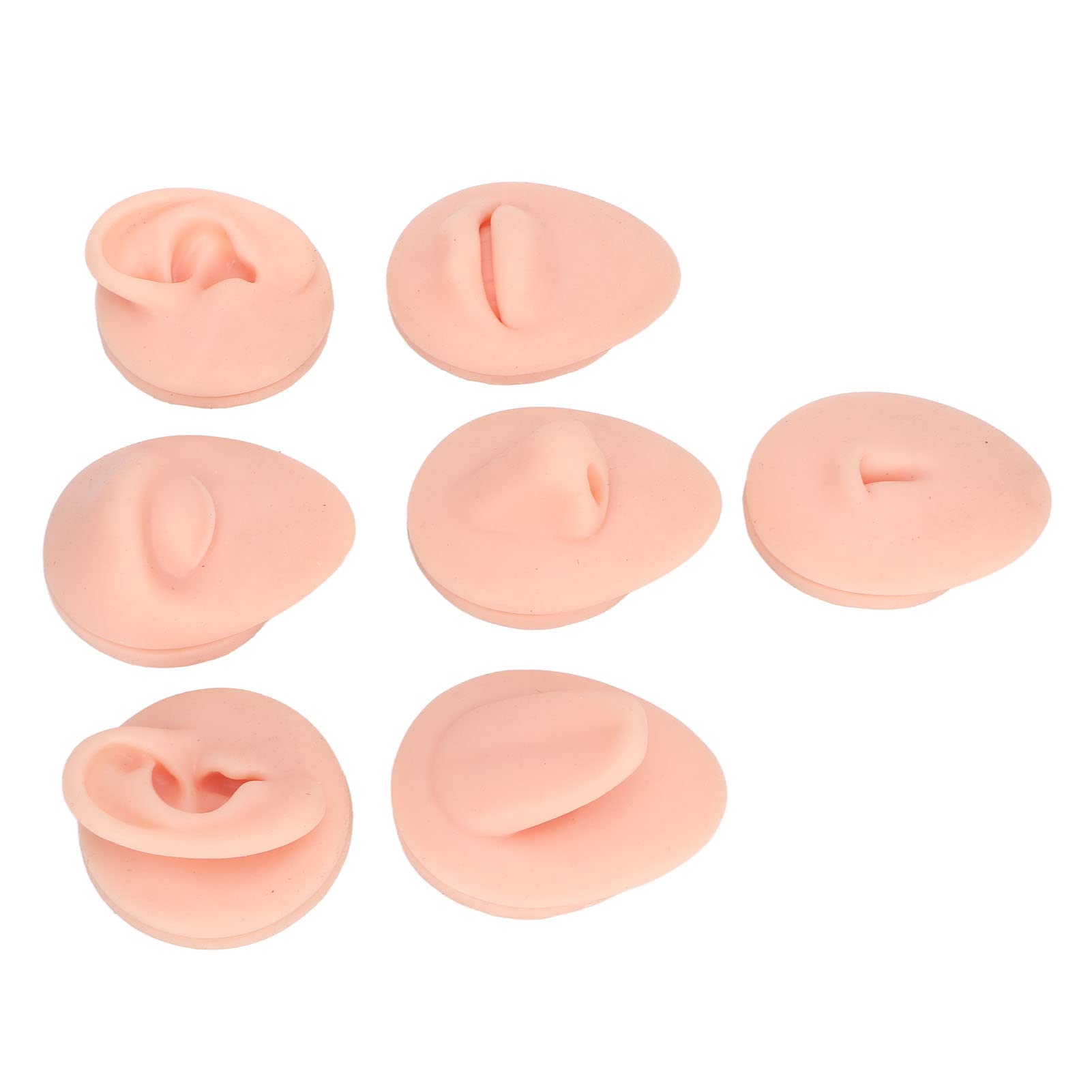 7PCS Piercing Pratica Parti del Corpo, Parti del Corpo in Silicone per Kit Piercing, Parti del Corpo Finte, Morbido Silicone Orecchio Bocca Naso Occhio Lingua Ombelico Modello