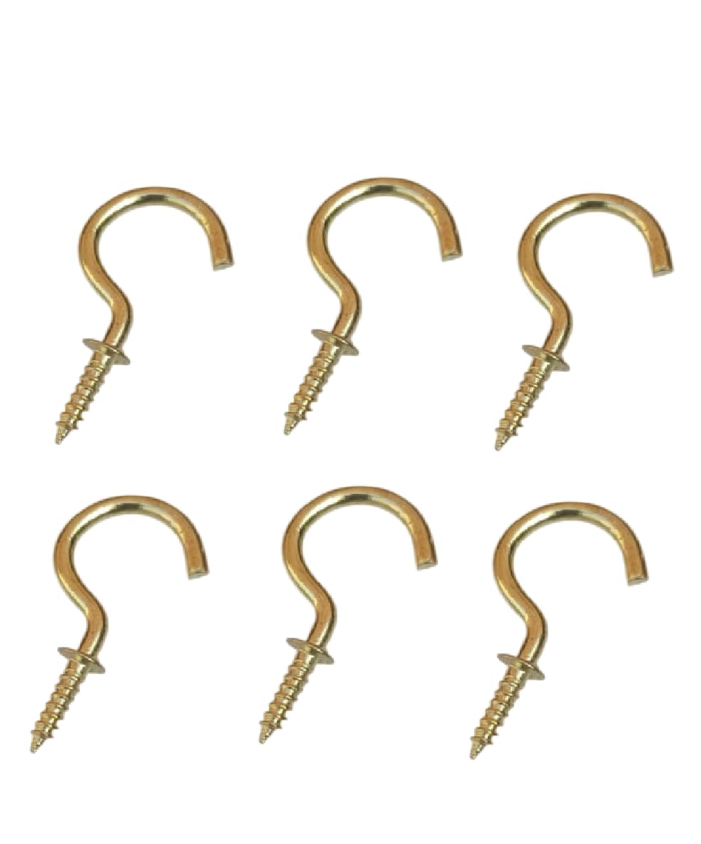 brass plated j hook screw half circle eye shape, self tapping hooks ring bronze plated (1.5 inch, pack of 25)