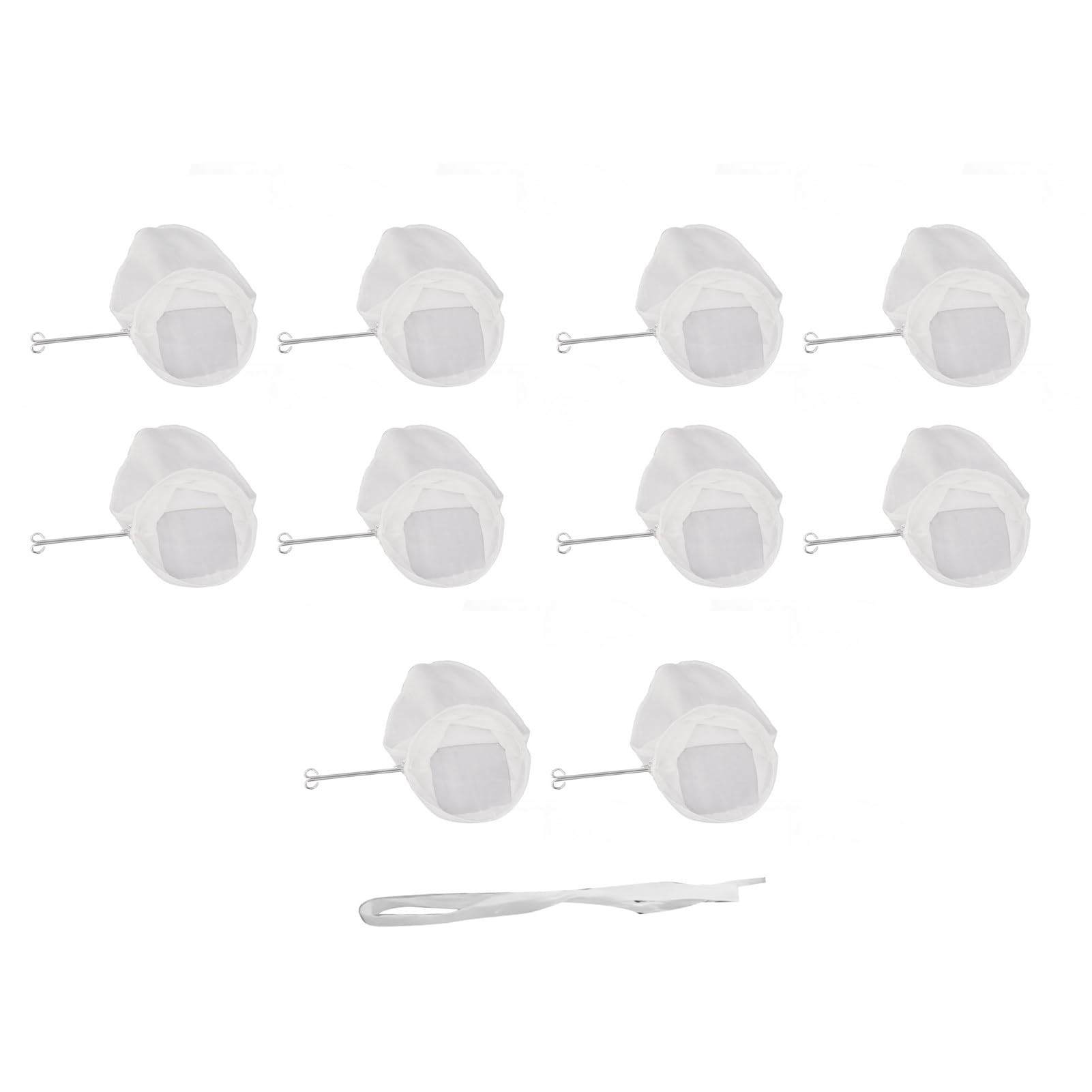 Mesh-Siebbeutel, Ultrafeine Wiederverwendbare Filterbeutel mit Edelstahlgriff für Kaffee, Tee, Nussmilch, Entsaften, Butter, Presse, Obst, Reis, Reinigung (L)