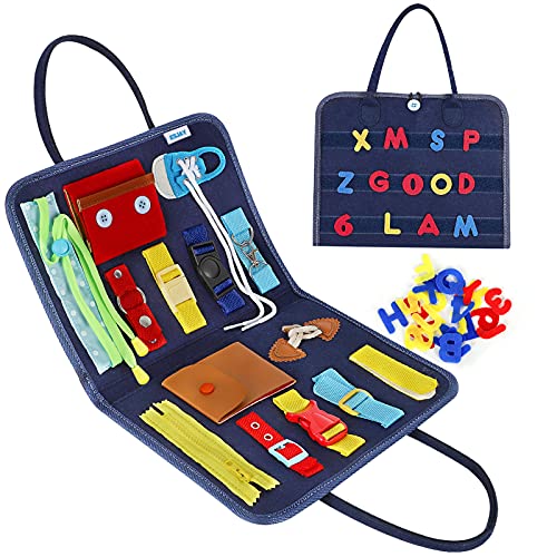 Busy Board Montessori In Feltro - Pannello Sensoriale Con 20 Attività Per Bambini 1-3 Anni - Foto 6