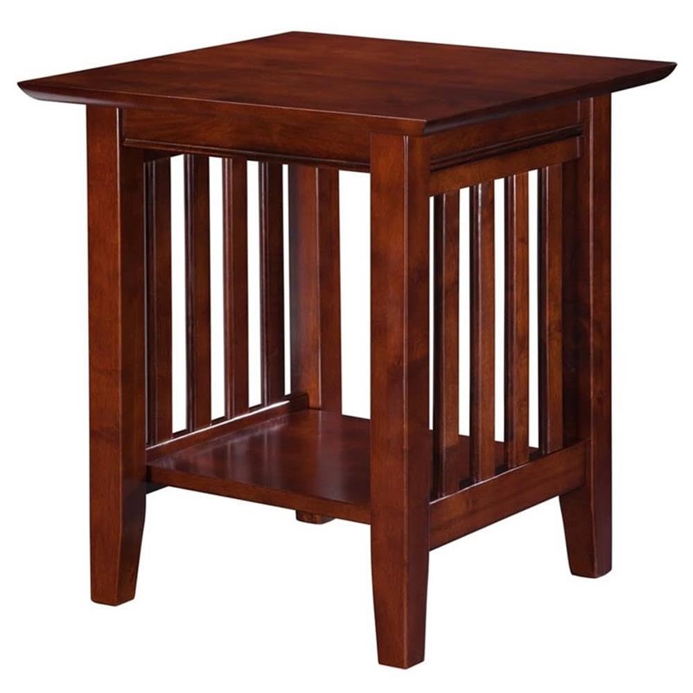 BOWERY HILL Contemporary Solid Wood End Table, Walnut Finish, 20 in x 20 in x 22 in, Durable Hardwood Construction, Compact Design, Living Room