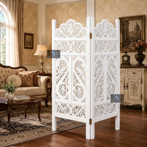 Image of Partition for Living Room,Divider,Partition Wall Room Divider Screen Separator, Wall Panel Divider for Hall | Bedroom |Office | Puja Room | Restaurant S Design (4ft 2 Panel White)