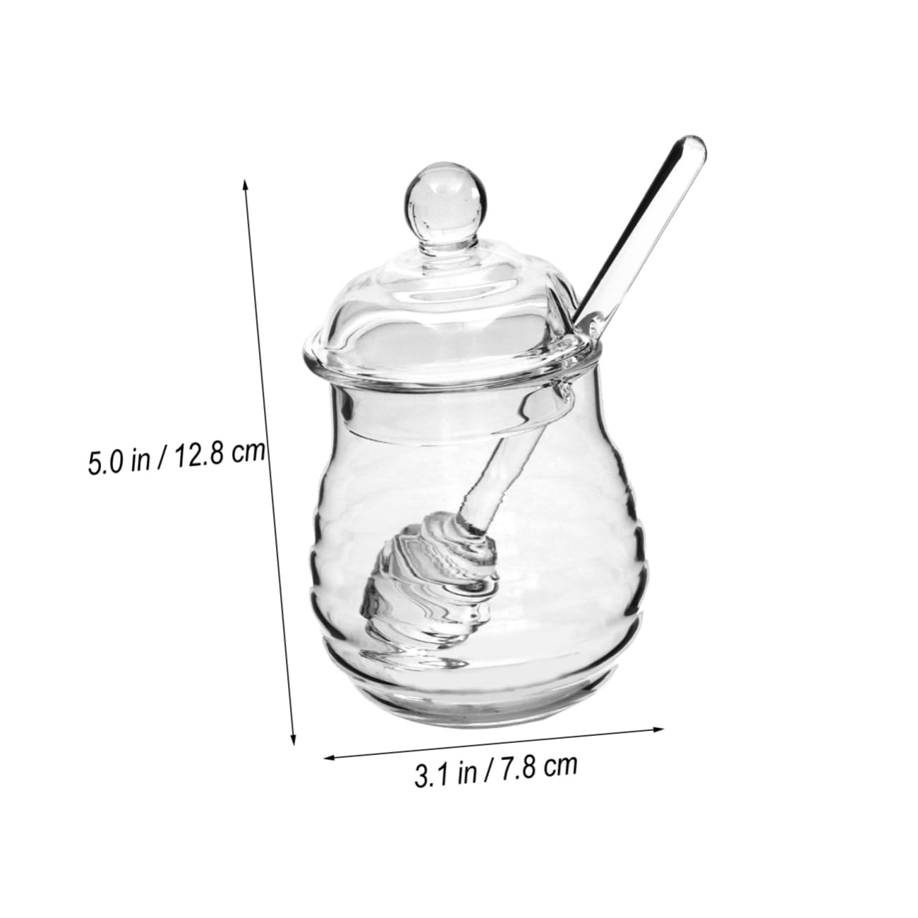 STOBAZA 2Pcs Clear Glass Honey Pot Set with Dipper Lid for Home Kitchen Use Honey Dispenser Jar with Dust Cover for Storing Honey Syrup and Jam