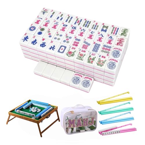 Jeu de Mahjong américain complet avec table pliante et poussoirs de carreaux