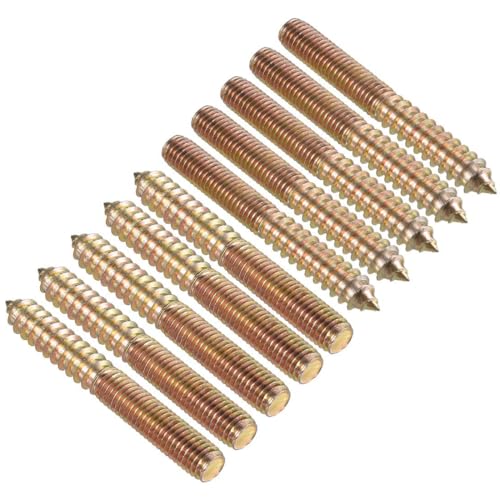 TA-VIGOR 10Pcs Hanger Bolts, M10x80mm Double Headed Bolts Self Tapping Screw, Double Ended Dowel Screws for Wood Joint Furniture