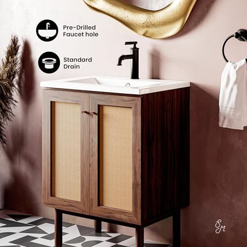 Image of Classe 24 inch Bathroom Vanity in Dark Walnut Bath Sink Cabinet Sink Included