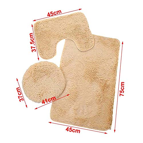 Homieco Einfarbiger Badteppich 3-teilig Weiches, saugfähiges, rutschfestes Badteppichset Teppiche und… – Bild 3
