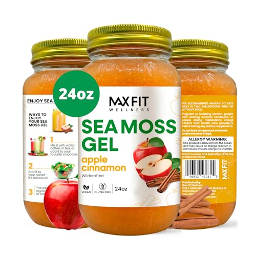 Sea Moss Gel Raw (12 Flavors) 24oz Wildсrafted Gold Sea Moss Gel from Saint Lucia | 92 Vitamins and Minerals | Pure Raw+Non-GMO | Vegan Superfood