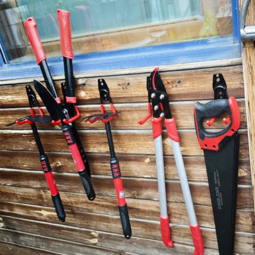 Image of 3-H Garage Wall Hooks 14 Pack,Garage Hooks Heavy Duty with Extra Welding Spots,Garage Hooks for Hanging,Garage Organizer for Garden,Lawn,Yard Tools,Chairs,Ladders,WeedEater,Shovel,Blower(Red)