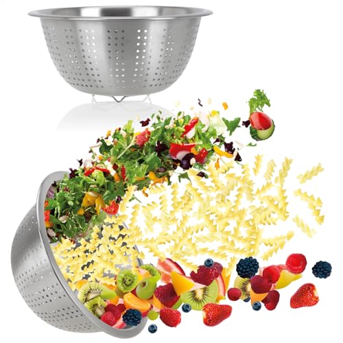 COM-FOUR® 2x Setaccio da Cucina in Acciaio Inossidabile - Setaccio per Pasta Classico - Scolapasta per Lavare Frutta, Verdura e Insalata - Setaccio Drenante Rotondo - colino (2 pezzi - Ø 24 cm)