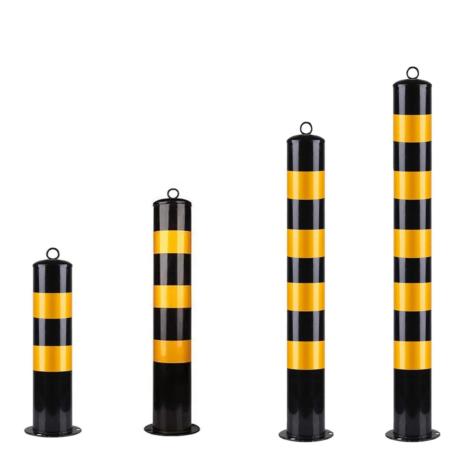 JYBNBBE Metal Traffic Bollard with Reflective Yellow/Red Tape,50-120CM Height Safety Bollards Post,Steel Bollard,for Street Stanchion/Parking Lot/Crowd Control,Black-75cm