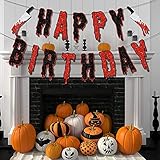 Glitter Happy Birthday Banner Bloody Themed Birthday Decorations Horror Birthday Decorations Scary...