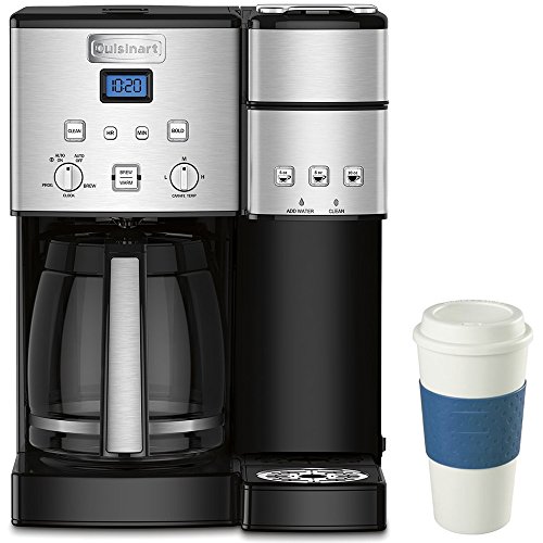 Cuisinart SS-15 12-Cup Coffee Maker and Single-Serve Brewer Stainless Steel Bundle with Deco Gear 16-Ounce Capacity Reusable to Go Mug Blue