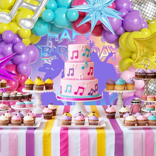 Image of JOGAMS 177Pcs Colorful K-Pop Music Hunters Balloon Arch Garland Kit with Disco Ball Microphone Music Note Star Foils Balloons for Kpop Music Disco Theme Birthday Concert Prom Party Decor