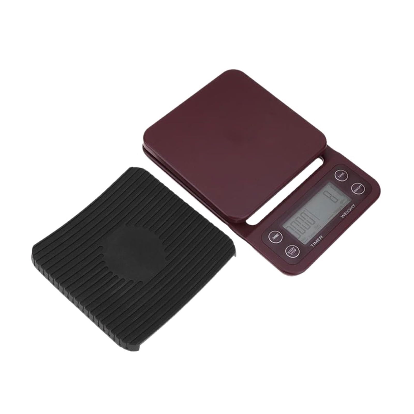 Inteligentna waga do kawy, kuchenna waga spożywcza, cyfrowa waga elektroniczna z timerem, precyzyjna waga jubilerska, miniaturowa waga domowa(Bordowy-5KG-0,1g