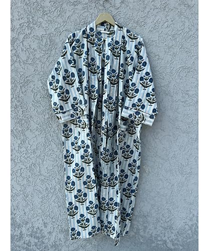 Image of Hand block print Cotton Kimono bikini cover up,Indian Hand block print Cotton Bath Robe,Swim Wear,Nighrwere Dressing Gown