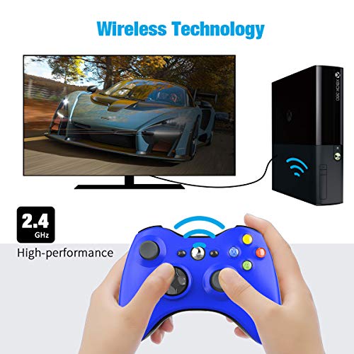 Wireless Controller for Xbox 360, YAEYE 2.4GHZ Gamepad Joystick Wireless Controller for Xbox 360 Console and PC Windows 7,8,10 (Blue) - Thumbnail 4