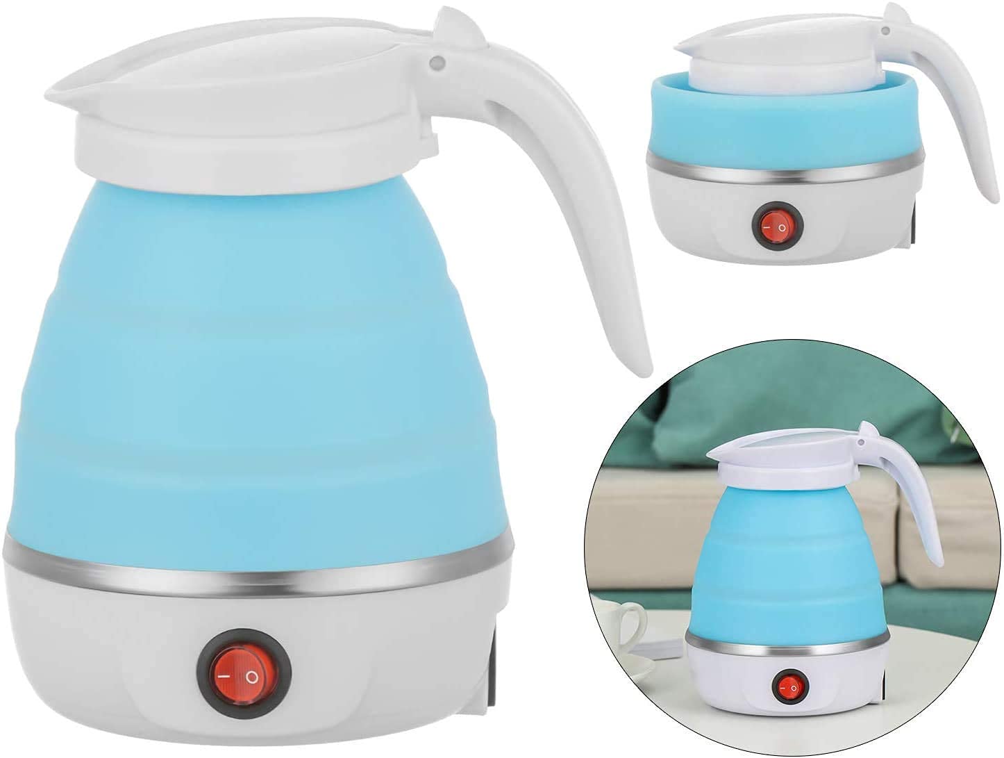 Clopic Travel Folding Kettle, Fast Boiling, Beautiful Design Collapsible, Portable Kettle, 600ml Boil Dry Protection, 100-240V Food Grade Silicone Foldable - Random Color-image-24