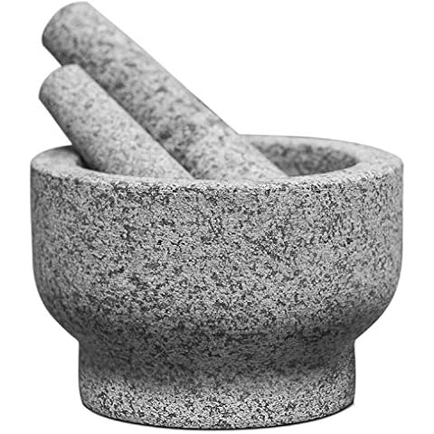 ChefSofi EXTRA Large 8 Inch 5 Cup-Capacity Mortar and Pestle Set - One Huge Mortar and Two Pestels: 8.5 inch and 6.5 inch - Unpolished Heavy Granite for Enhanced Performance and Organic Appearance Cover