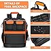 DOSUKE Tool Backpack Bag Heavy Duty, Wide Mouth Electrician Backpack for Men, Durable HVAC Tool Bags for Construction Engineer, Waterproof Tools Bag Organizer with Combination Lock, Orange