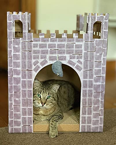 Rascador tipo castillo para gatos con juguete y catnip miniatura 4
